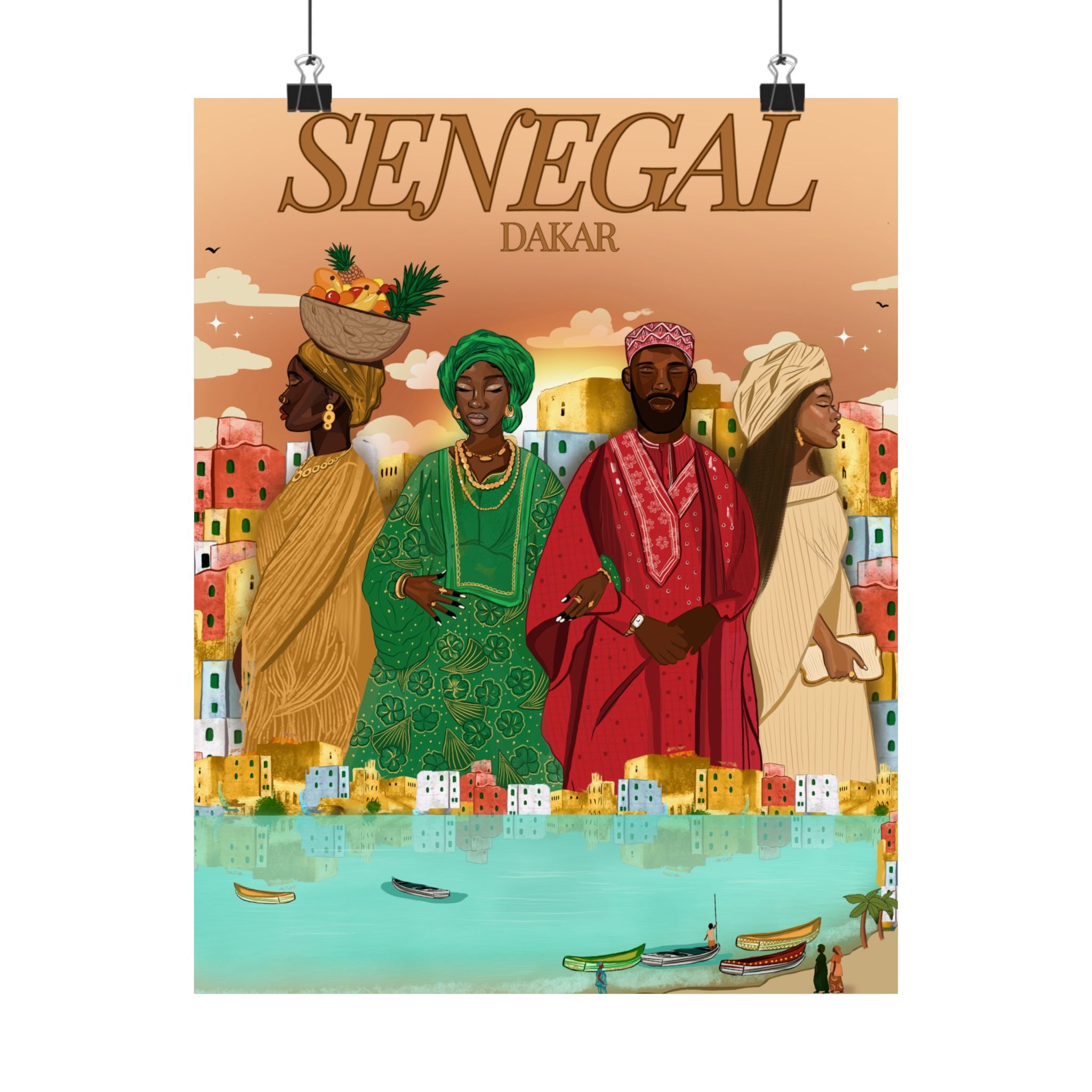 Senegal (Brown Background) - Matte Vertical Posters